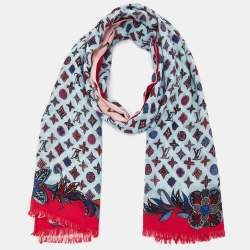 Pre Owned Louis Vuitton Multicolor Printed Wool Fringed Scarf