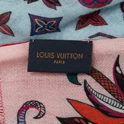 Pre Owned Louis Vuitton Multicolor Printed Wool Fringed Scarf