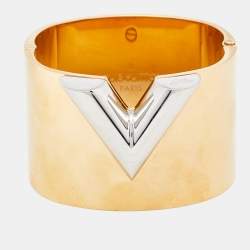 Louis Vuitton Gold Tone & Silver Tone Essential V Cuff Bracelet
