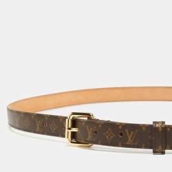 Pre Owned Louis Vuitton Brown Monogram Canvas Skinny Belt 90CM
