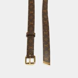 Pre Owned Louis Vuitton Brown Monogram Canvas Skinny Belt 90CM