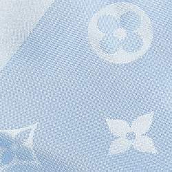 Pre Owned Louis Vuitton Light Blue Monogram Silk Stole