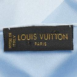 Pre Owned Louis Vuitton Light Blue Monogram Silk Stole