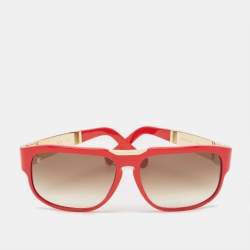 Pre Owned Louis Vuitton Red/Gold Gradient Z0432W Attirance Square Sunglasses