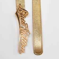 Pre Owned Louis Vuitton Gold Leather Signature LV Initials Belt 90CM