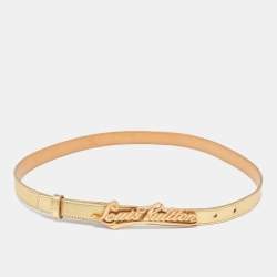 Pre Owned Louis Vuitton Gold Leather Signature LV Initials Belt 90CM