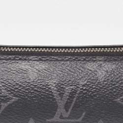 Pre Owned Louis Vuitton Black Leather and Monogram Eclipse Canvas Elizabeth Pencil Pouch 