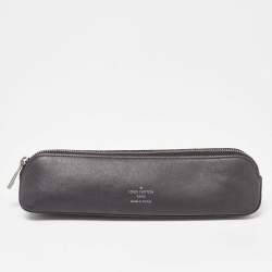 Pre Owned Louis Vuitton Black Leather and Monogram Eclipse Canvas Elizabeth Pencil Pouch 