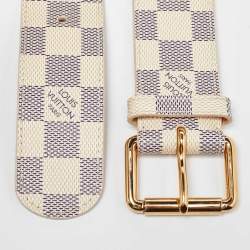 Pre Owned Louis Vuitton Damier Azur Canvas Buckle Belt 95CM