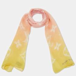 Pre Owned Louis Vuitton Multicolor Ombre Logo Printed Silk Scarf