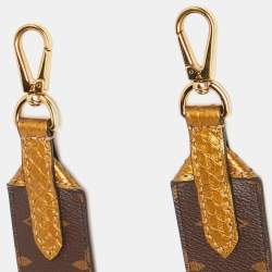 Pre Owned Louis Vuitton Gold/Brown Monogram Canvas and Python Shoulder Bag Strap