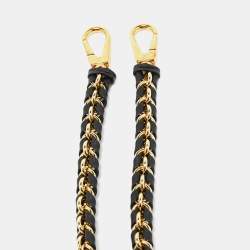 Pre Owned Louis Vuitton Black Braided Leather Chain Shoulder Bag Strap
