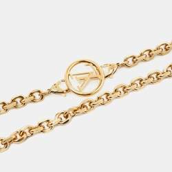 Pre Owned Louis Vuitton Gold Chain Link LV Logo Wrap Waist Belt 