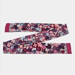 Pre Owned Louis Vuitton Purple Print Silk Eugenia Bandeau Scarf