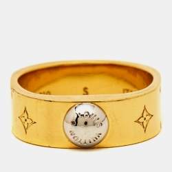 Pre Owned Louis Vuitton Nanogram Two Tone Band Ring Size 50.5