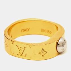 Pre Owned Louis Vuitton Nanogram Two Tone Band Ring Size 50.5