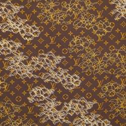 Pre Owned Louis Vuitton Brown Monogram Dentelle Silk Scarf 