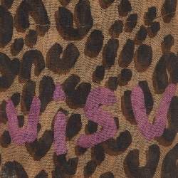 Pre Owned Louis Vuitton X Stephen Sprouse Brown Leopard Graffiti Print Cashmere & Silk Scarf