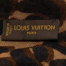 Pre Owned Louis Vuitton X Stephen Sprouse Brown Leopard Graffiti Print Cashmere & Silk Scarf