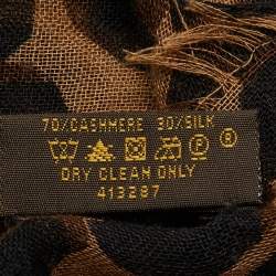 Pre Owned Louis Vuitton X Stephen Sprouse Brown Leopard Graffiti Print Cashmere & Silk Scarf