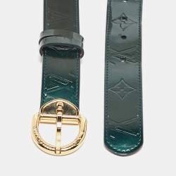 Pre Owned Louis Vuitton Blue Nuit Monogram Vernis Buckle Belt 80CM