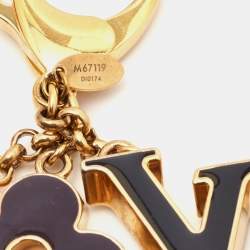 Pre Owned Louis Vuitton Fleur de Monogram Enamel Gold Tone Key Chain Bag Charm