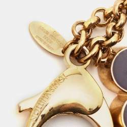 Pre Owned Louis Vuitton Fleur de Monogram Enamel Gold Tone Key Chain Bag Charm