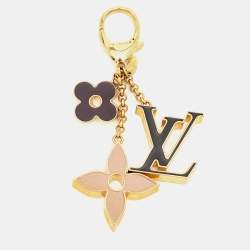 Pre Owned Louis Vuitton Fleur de Monogram Enamel Gold Tone Key Chain Bag Charm