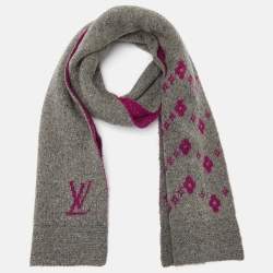 Louis Vuitton Grey/Purple Monogram Cashmere Blend Reversible Muffler