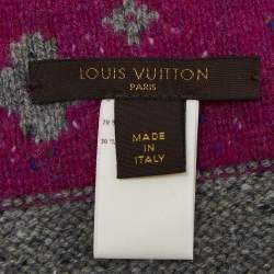 Louis Vuitton Grey/Purple Monogram Cashmere Blend Reversible Muffler