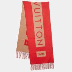 مملوكة مسبقًا Louis Vuitton Red/Brown Logo Cashmere Baroda Muffler