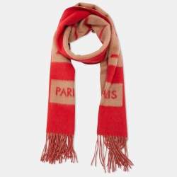 مملوكة مسبقًا Louis Vuitton Red/Brown Logo Cashmere Baroda Muffler