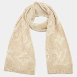 Louis Vuitton Beige Sequined Monogram Mohair Wool Blend Sunset Scarf