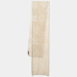 Louis Vuitton Beige Sequined Monogram Mohair Wool Blend Sunset Scarf