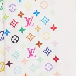 Pre Owned Louis Vuitton Multicolor Monogram Cashmere & Silk Fringed Shawl 