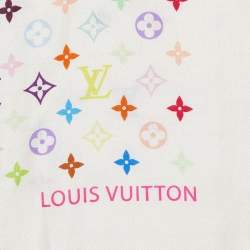 Pre Owned Louis Vuitton Multicolor Monogram Cashmere & Silk Fringed Shawl 