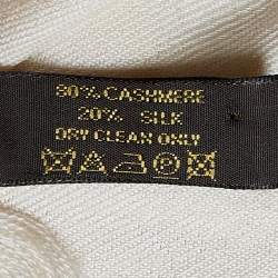 Pre Owned Louis Vuitton Multicolor Monogram Cashmere & Silk Fringed Shawl 