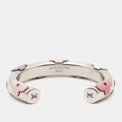 Pre Owned Louis Vuitton  Daily Monogram Resin Silver Tone Cuff Bracelet