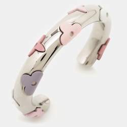 Pre Owned Louis Vuitton  Daily Monogram Resin Silver Tone Cuff Bracelet