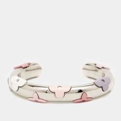 Pre Owned Louis Vuitton  Daily Monogram Resin Silver Tone Cuff Bracelet