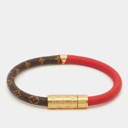 Louis Vuitton Daily Confidential Leather Canvas Gold Tone Bracelet