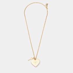 Louis Vuitton Fuchsia Lock Me Heart Resin Gold Tone Necklace