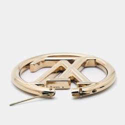 Pre Owned Louis Vuitton Louise Gold Tone Hoop Earrings 