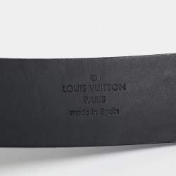 Pre Owned Louis Vuitton Black Leather Anagramme Buckle Belt 95CM