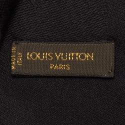 Pre Owned Louis Vuitton Black Monogram Silk and Wool Fringed Large Sqaure Shawl 
