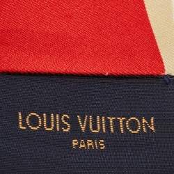 Louis Vuitton Red Monogram Trunks Print Silk Bandeau Scarf