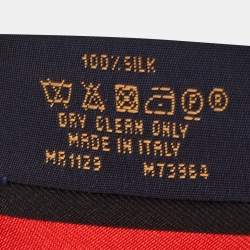 Louis Vuitton Red Monogram Trunks Print Silk Bandeau Scarf
