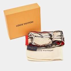 Louis Vuitton Red Monogram Trunks Print Silk Bandeau Scarf