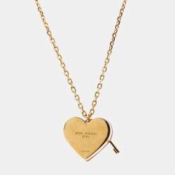 Pre Owned Louis Vuitton Lock Me Heart Resin Gold Tone Necklace