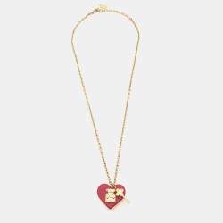 Pre Owned Louis Vuitton Lock Me Heart Resin Gold Tone Necklace